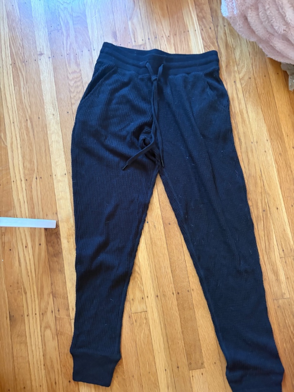 Papinelle Black Waffle Knit Sleep Jogger Lounge Pants - Size XS